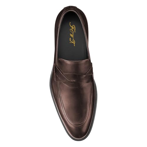 FOWT Mens Fashion Closed Almond Toe Slip on Loafers Comfy Low Heel Casual Dress Work Wedding Tuxedo Shoes Size 4-16 US4