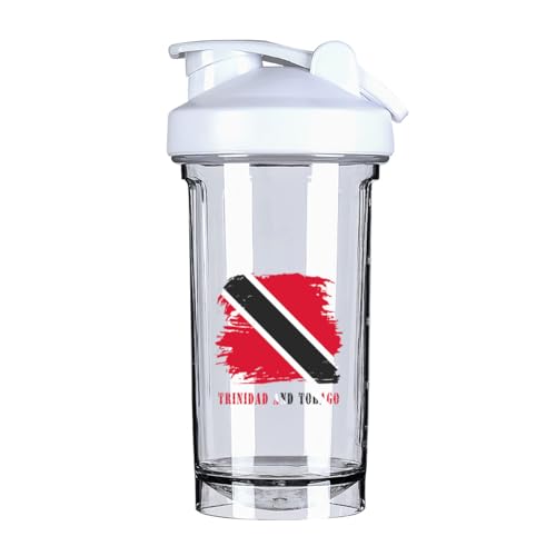 Vintage Trinidadian and Tobagoans Flag 7 18 Ounce Shaker Cup,Fashion Theme Pattern Shaker Bottle Leak-proof Workout Shake Bottles 500ML/18 oz Perfect for Pre Workout White 0