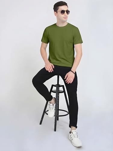 Image of Men's Plain Cotton Crew Neck T-Shirt Regular Fit Short Sleeve Tee