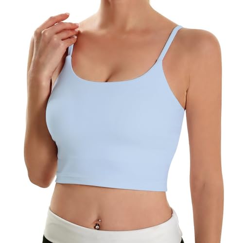 Image of ECOPARTY Wirefree Padded Yoga Sports Bra for Women - Moisture Wicking Quick Dry Workout Crop Tank Camisole