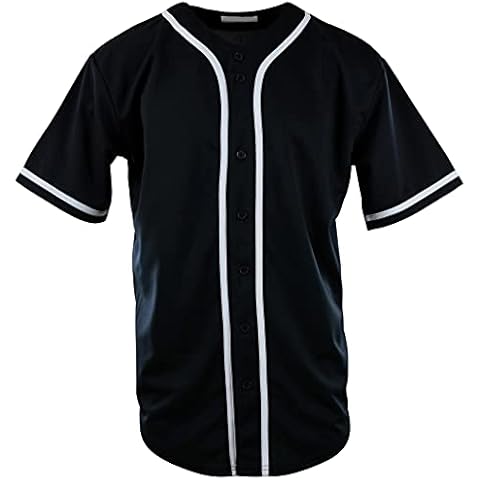 Mens Plain Solid Color Baseball Jersey - Black Cover