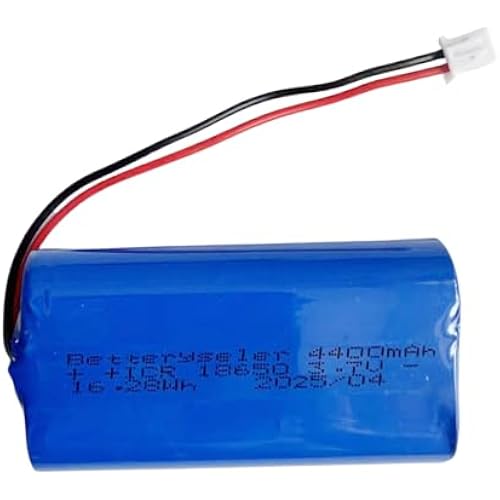 1Pc 3.7v 4400mAh Replacement Li ion Rechargeable Battery Pack XH 2p 2.54 Connector 16.28Wh/4.4A(Blue,6.75x3.68x1.85cm for Bluetooth Speaker