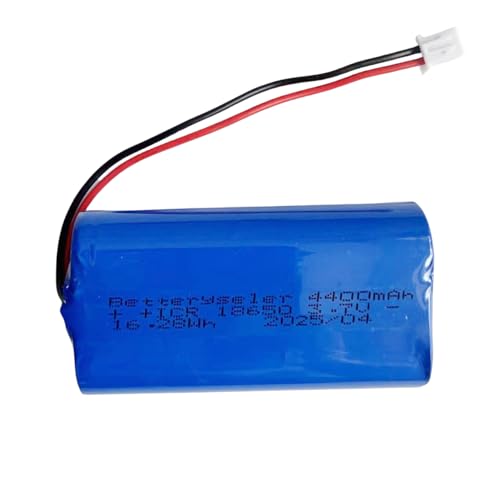 Betteryseler 1Pc 18650 3.7v 4400mAh Li ion Rechargeable Battery Pack with XH-2p 2.54 Connector 16.28Wh/4.4A(Blue,6.75x3.68x1.85cm for Bluetooth Speaker, Solar light etc.