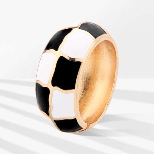 Image of wynameleri Modern Cloisonne Bracelet Geometric Enamel Cuff Bangles Hinged Bracelet Jewelry for Women Gift Box 184136