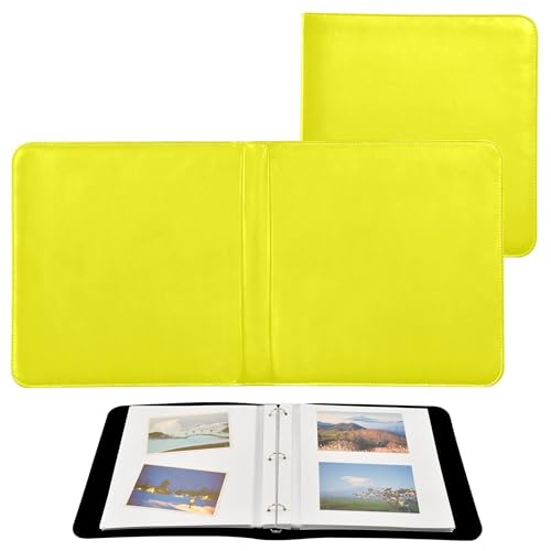 Álbum de fotos con cubierta grande de cuero amarillo para estantería, álbum de recortes para boda familiar, fotos y arte miniatura 2