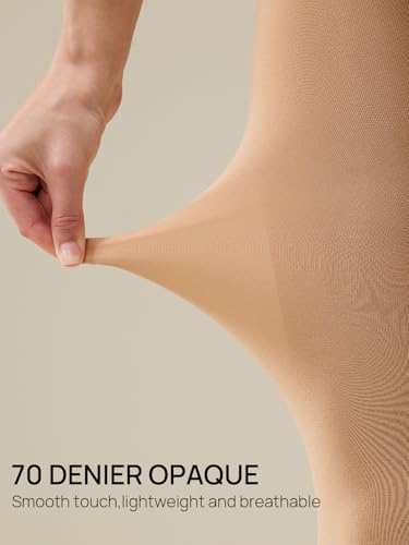 Image of MANZI Tights for Women Solid Color Pantyhose Colored Semi Opaque Footed Tights Soft Stretch High Waist Stockings 70 Denier