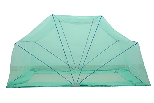 Image of Elegant Premium Cotton Mosquito Net for Mid Size Bed (Divaan)(4x6 Feet Green) | Foldable Machhardani with High-Density Mesh & Washable