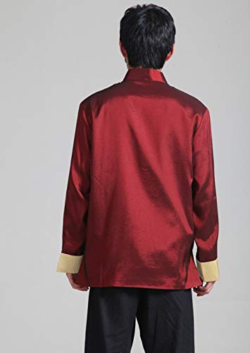 Chinese Style Tai Chi Shirt Kung Fu Tops Tang Suit Men Long Sleeve Dragon Embroidered Jacket Coat Outwear