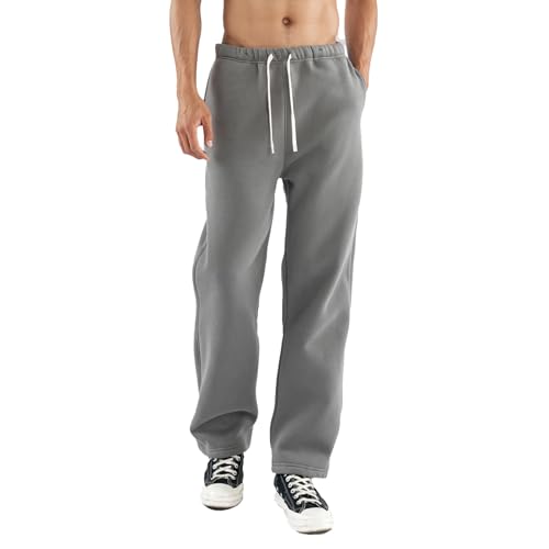 Hawyet Sweatpants for Men Solid Color Midweight Elastic Waist Drawstring Spring Fall Active Athletic Workout Sweatpanst