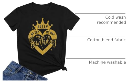 Image of Happy Birthday Shirts for Women Cute My Day My Way Birthday Girl T Shirt