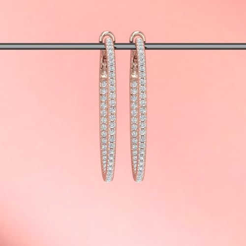 2 Carat (ctw) Inside Out Diamond Hoop Earrings in 14K Gold - IGI Certified (I1-I2 Clarity)4