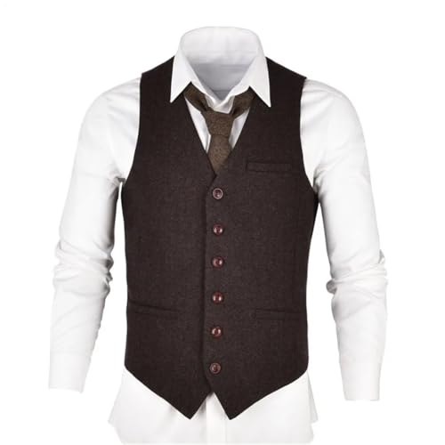 Generic Mens Tweed Vest Suit Slim Fit Wool Blend Single Breasted Waistcoat Men Waist Coat3