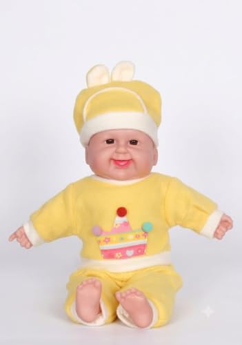 Image of MEMAN Cute Baby Boy Doll - Soft Plush Teddy Toy with Touch Sensor, Talking & Musical Features for Kids, Boys & Girls | Interactive Playtime Companion (Yellow)