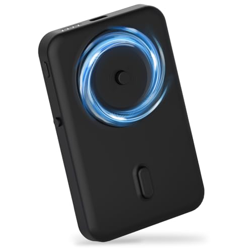 Wireless Portable Charger for Samsung, 5000mAh Ultra Slim Power Bank with Innovative Electric Suction Cup, Compatible with iPhone and Android Cell Phone, Support 22.5W USB-C PD Fast Charging, Black