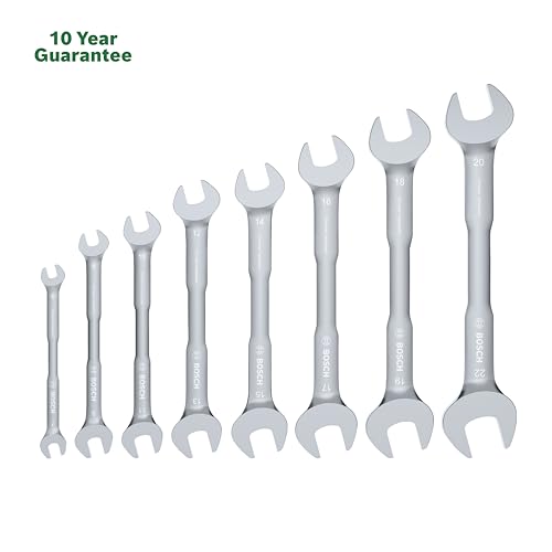 Image of Bosch Double Open-End Wrench Set 8-Piece | Carbon Steel Double Open End Wrench Set | Precision Machined Heads | Durable & Corrosion Resistant | Metric Spanner Set | For Workshop & DIY Use