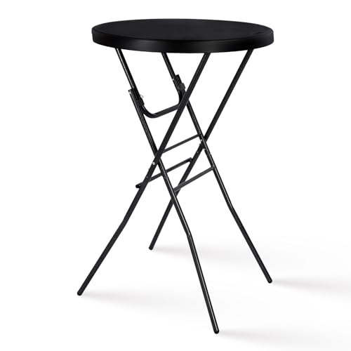Byliable Cocktail Table 28in High Top Round Folding Indoor Outdoor, Plastic Bar Height Foldable...