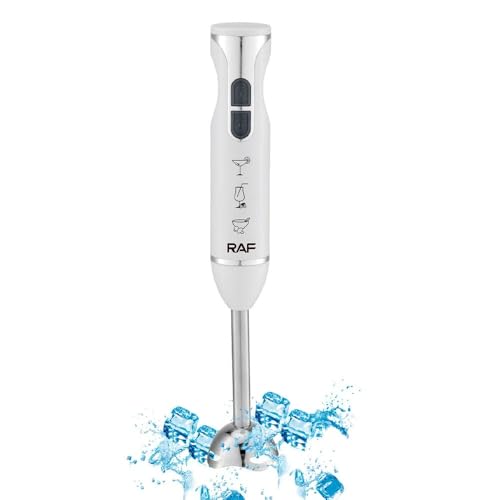 Batidora de Mano, Acero Inoxidable de 800 W Cuchillas con 4 Hojas Multifunciona para Alimentos para Bebés, Sopa, Batidos, Puré, Batidora de Mano de Salsa (Blanco)