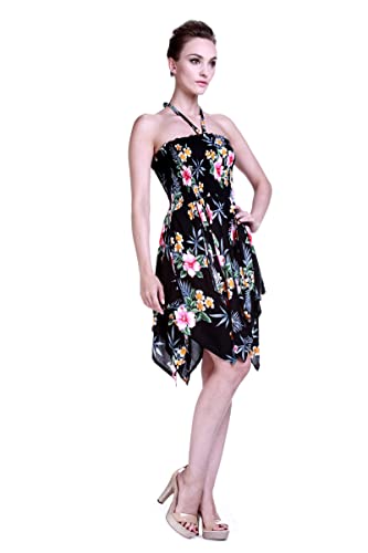Image of Family Matching Hawaiian Clothes, Hibiscus Black | Black Hibiscus Print • Soft Rayon Fabric • Family Matching Outfits • Vacation Ready • Luau Party Wear