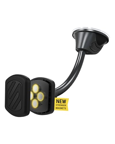 Image of Scosche MXWDL Magnetic Cell Phone Car Mount, Suction Cup Phone Holder for Car Dashboard /Windshield with Extra Strong Magnet and Thick Metal Plate Compatible with iPhone, Samsung, and All Devices