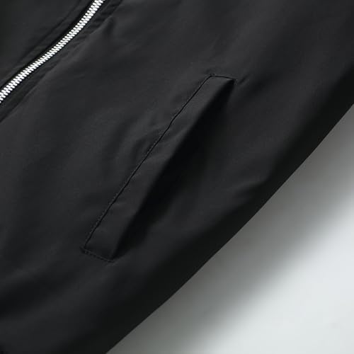 Image of Mens Lightweight Bomber Jacket Casual Windbreaker Zip Up Coat with Pockets for Spring Fall