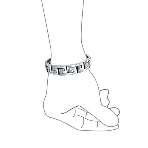 Bling Jewelry Strong Masculine Geometric Fancy Design Infinity Key Pattern Symbol Link Bracelet For Teens Men Silver Tone Stainless Steel Wristband 8.5 Inch 12Mm #TOP2