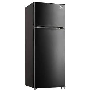RCA RFR741-BLACK Apartment Size-Top Freezer-2 Door Fridge-Adjustable Thermostat Control-Black-7.5 Cubic Feet