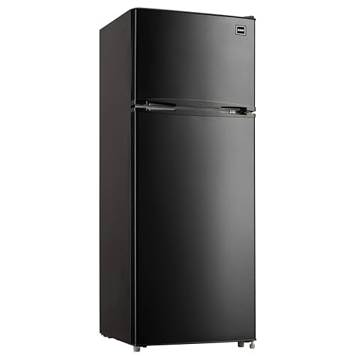 RCA RFR741-BLACK Apartment Size-Top Freezer-2 Door Fridge-Adjustable Thermostat Control-Black-7.5 Cubic Feet