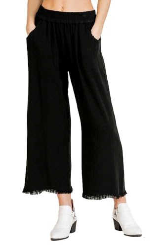 Easel Umgee USA Pants Linen Fray Black / 2XL2