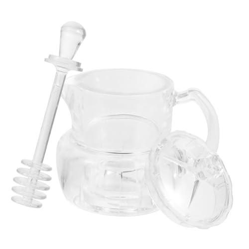 Cabilock 1Set Honey Jar with Dipper Syrup Dispenser Pot for Honey Storage for Kitchen Use and Serving Honey Syrup