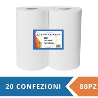 ZPAPER - 80 Rotoli di Carta Igienica. 250 Fogli a rotolo, 2 Veli, morbida e resistente per la casa o l'ufficio