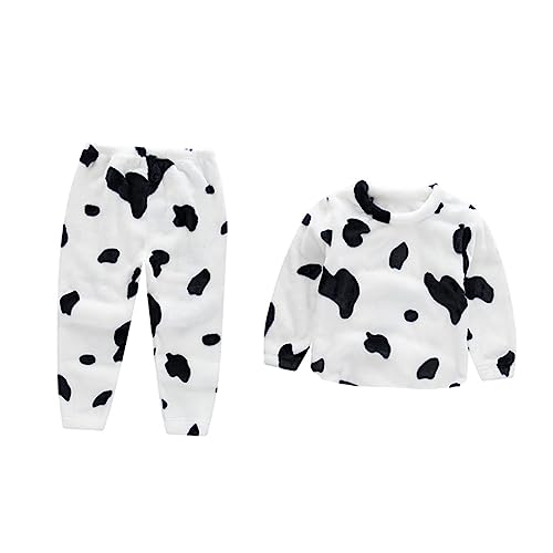 BESPORTBLE 1 Juego Pijama de Franela Engrosada Lana Fiesta Chico pequeños pequeño Flannel Pajamas Ropa de casa para camisón de Dibujos Animados casa Ropa de Ocio Blanco