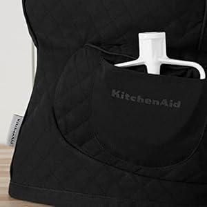 KITCHENAID Fitted Tilt-Head Solid Stand Mixer Cover with Storage Pocket, Quilted 100% Cotton, Onyx Black, 14.4"x18"x10" KITCHENAID Fitted Tilt Head Solid Stand Mixer Cover with Storage Pocket Quilted 100 Cotton Onyx Black 144x18x10