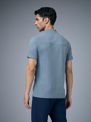 Image of TECHNOSPORT Men's 100% Polyester Slim Fit Self-Design Half Sleeve Polo T-Shirt with Double Cool, SPF50+ Properties for Gym, Workout 7 Regular Use