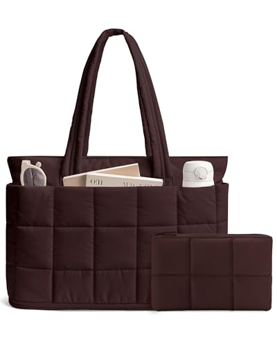 Bolso Tote para mujer, bolso de trabajo acolchado para laptop 15.6 pulg miniatura 1