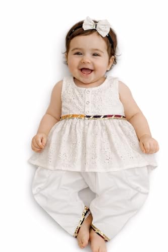 Image of The Root And Craft Kids Birthday Photoshoot Outfit Dress Girls Bandhani printed Top With Dhoti pant & Hairband Born Baby Photography Photoshoot Props(0to 18 Month)