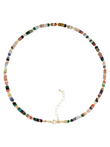 MINACHI Multi Color Beads Necklace, Natural Stone, Pattern Beads, Bohemian Style, Gift Jewelry for Women