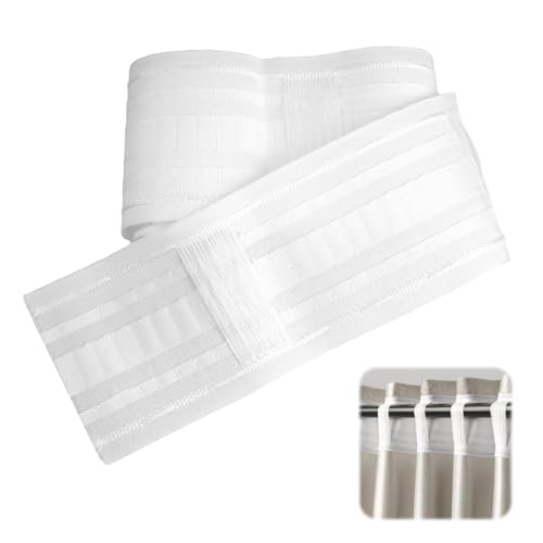 Gardinenband Schlaufenband zum Aufnähen, 30 × 8.5cm Gardinenband Zweireihig mit Faltenabstand, Weiß Reihband Vorhang Faltenband, Vorhang Reihband Band, für Dekoration von Vorhängen und Gardinen