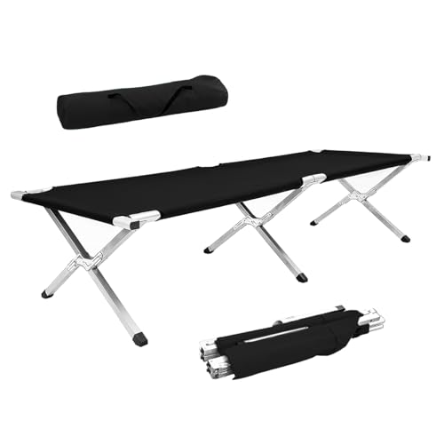 Opiniones de Estructuras de cama , listamos los 10 mejores. 43 Raganet, Catre Plegable para Exteriores, Cama Portatil de 64 cm Ancho X 190 cm Largo X 42 cm Alto, Cama de Campismo con Estructura de Aluminio (Negro)