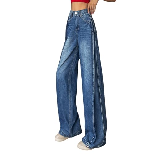 Jean baggy pour femme stretch et confortable à taille haute