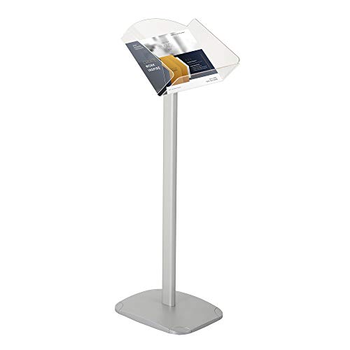 Display Sales - Expositor para folletos (DIN A4, formato apaisado, soporte decorativo para folletos con bandejas para folletos de acrílico transparente)