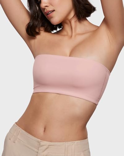 Image of INLYRIC Women's Inbarely Strapless Bandeau Bra Bralette Tube Top Seamless Comfortable Stretchy Non Padded Bras Tops