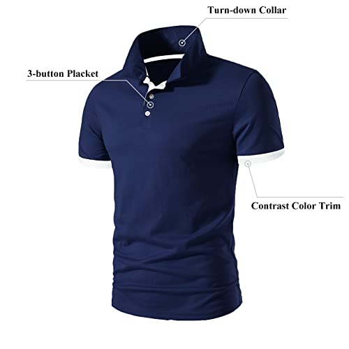 A WATERWANG Men's Short Sleeve Polo Shirts, Slim-fit Cotton Golf Polo Shirts Basic Designed3