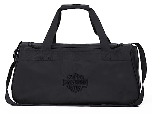 Harley-Davidson Crinkle Bar & Shield Nylon Duffel Bag w/Side Shoe Pocket - Black
