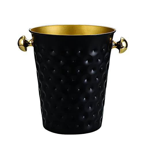 ZJFHEYUO Cubo de Hielo Creativo Engrosado, Cubo de champán de Acero Inoxidable con asa Lateral, Dorado