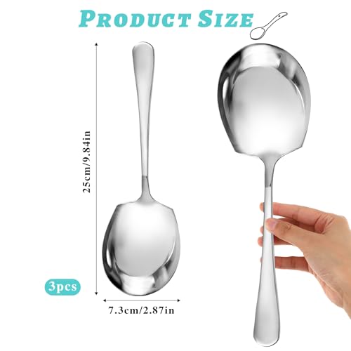 Kalione 558823_3_EZAJ55PS 3 Pcs Large Serving Spoons, Stainless Steel Serving Spoon, Spoons Table Spoons, Long Handle Soup Spoons, Large Serving Tablespoons thumb #1