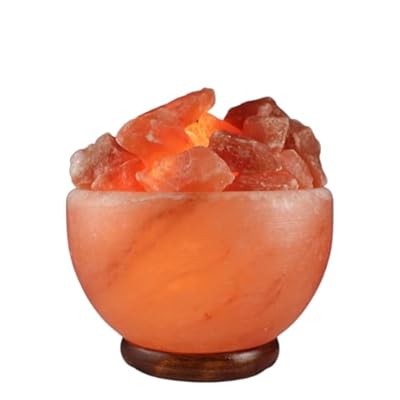 ZEEQWA Natural Handmade Himalayan Salt Lamp with Crystal Chunks, Dimmer Cord and Classic Wood Base, Helps Boost Your Positive Mood with Better Sleep, Perfect Home Decor Gift