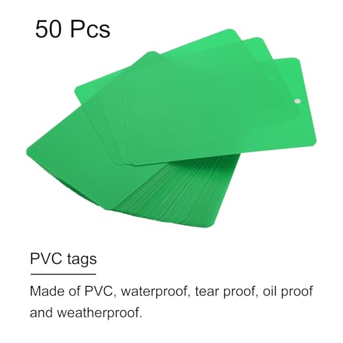 QUARKZMAN 50 Stück Versandanhänger wasserdichte, 8 x 12CM PVC Blanko Kunststoffanhänger Rechteckig für Namensetiketten Kleidung Anhänger Geschenkverpackung, Grün