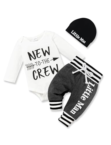 Image of KISSB Baby Boy Clothes Newborn Boy Outfit Letter Print Romper Camouflage Pants Hat 3PCS Fall Winter Outfits Set