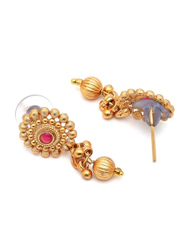 Image of Sukkhi Classic Gold Plated Choker Necklace with Drop Earring Jewellery Set For Women & Girls|Suited for All Festive Occasions|NS107402