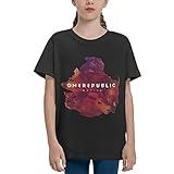 OWRIRWO Kids American Pop Rock Band Onerebpublic Teen Funny Cotton Boys Girls Graphic Short Sleeve T-Shirt Large Black